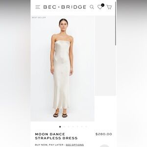 BEC + BRIDGE moon dance strapless dress size 2 in Sand